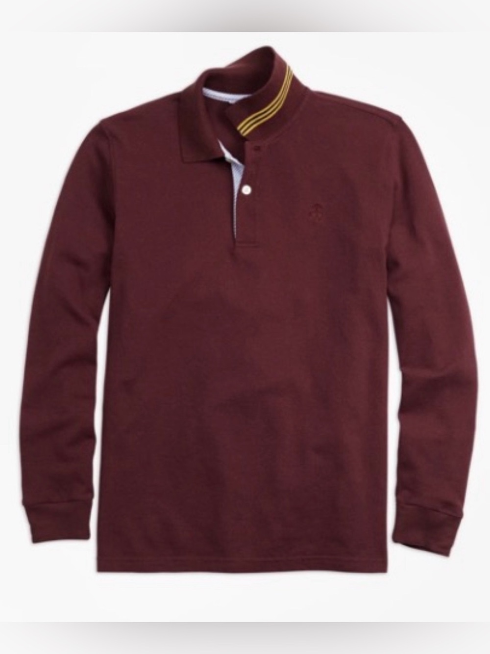 Brooks Brothers Boys Burgundy Long-Sleeve Cotton Pique Polo Shirt - Small (7-8)